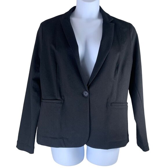 Olivia Moon Size XL Blazer Black Single Button Up Long Sleeved Stretch NEW - Picture 1 of 5